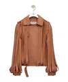 Loewe Long-sleeved Leather Jacket In Brown