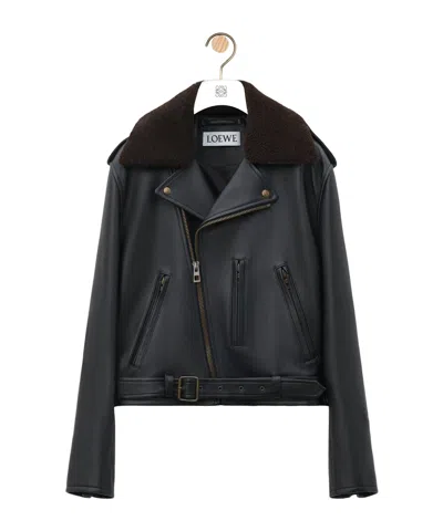Loewe Long-sleeved Motorcycle Leather Bag In Black