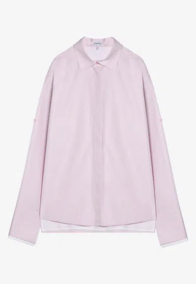 Loewe Long-sleeved Poplin Shirt In Pink