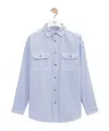 Loewe Cotton Shirt With Classic Collar And Embroidered Logo In Blue