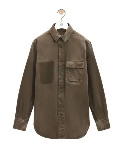Loewe Long-sleeved Shirt Coat In Brown