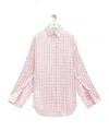Loewe Plaid Button Down Oversized Blouse In Pink