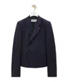 Loewe Long-sleeved Short Wool Suit Coat In Black