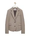 Loewe Womens Beige Melange Tailored Ruched-back Wool-blend Jacket In Gray