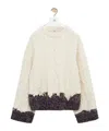 Loewe Wool Cable-knit Contrast Sweater In Neutral