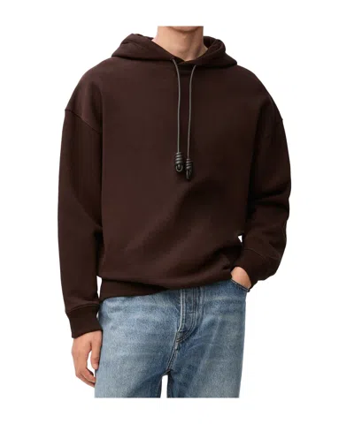 Loewe Cotton-blend Leather-anagram Hoodie In Brown