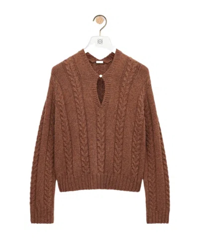 Loewe Long-sleeved Sweater In Brown