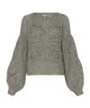 Loewe Logo-embroidered Open-knit Jumper In Gray