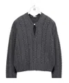 Loewe Womens Grey Keyhole Cable-knit Wool Jumper In Gray