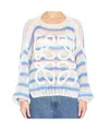 Loewe Anagram Embroidered Striped Mohair-blend Sweater In White
