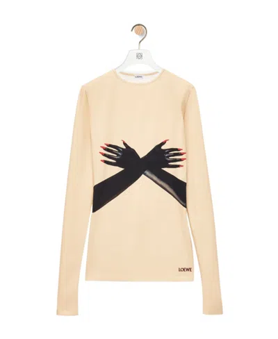 Loewe Long Sleeved T-shirt In Nude