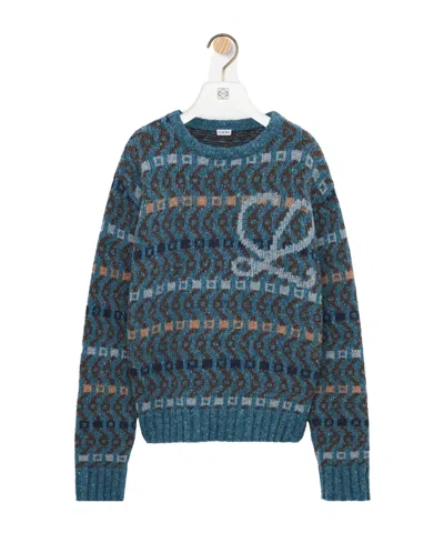 Loewe Long-sleeved Wool Blend Sweater In Multi