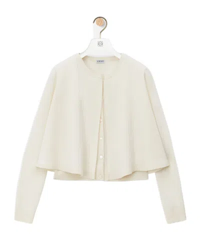 Loewe Long-sleeved Wool Cardigan In White
