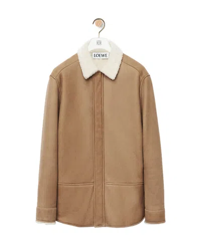Loewe Long-sleeved Wool Casual Jacket In Brown