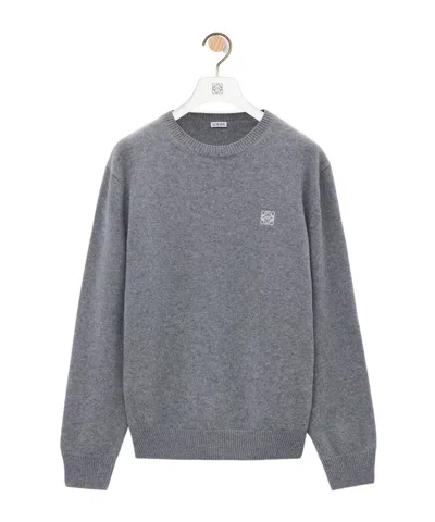 Loewe Long-sleeved Wool Coat In Gray