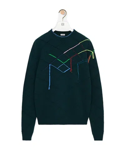 Loewe Long-sleeved Wool Sweater In Green