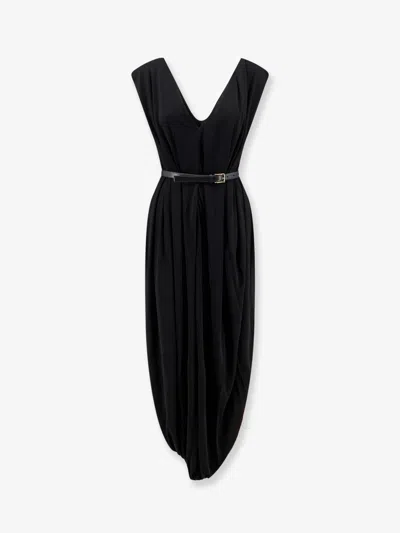 Loewe Long Viscose Dress In Black