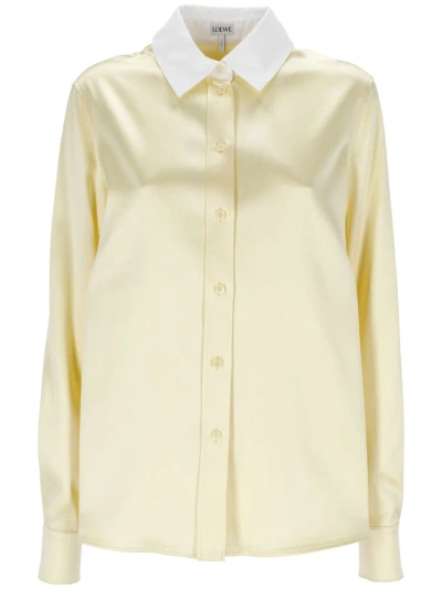 Loewe Woman Shirt Pastel Yellow Size 10 Silk, Elastane, Cotton