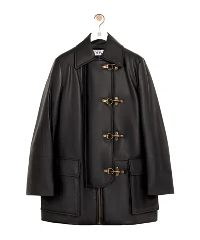 Loewe Long-sleeved Coat In Black