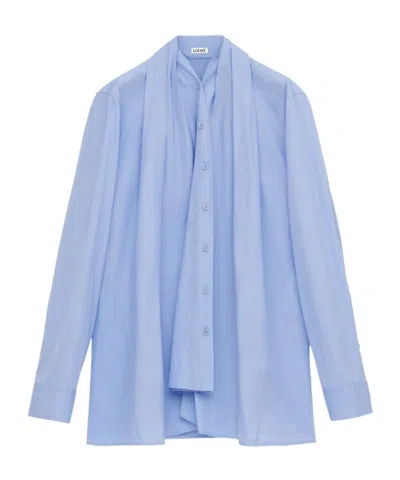 Loewe Long-sleeved Cotton Shirt In Blue