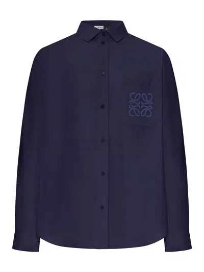 Loewe Long-sleeved Textured Poplin Shirt In Animal Print