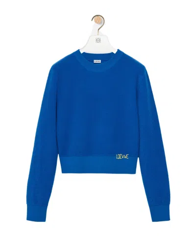Loewe Long-sleeved Wool Knit Top In Blue