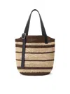 Loewe Loop Basket Striped Shoulder Bag In Brown