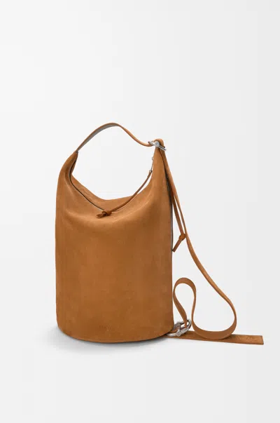Loewe Loop Bucket In Suede Leather Skin For Man In Brown