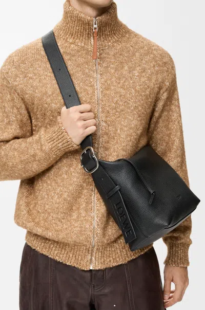 Loewe Loop Hobo In Supple Grained Leather Skin For Man In Black