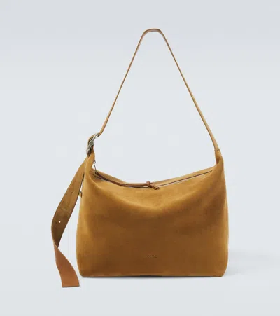 Loewe Loop L号绒面革单肩包 In Brown