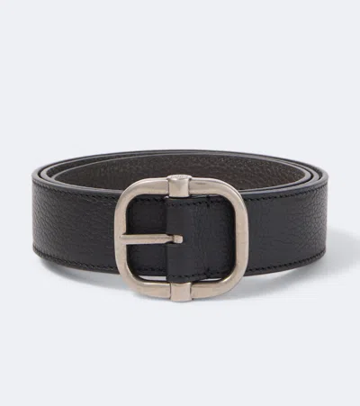 Loewe Loop Reversible Leather Belt In Black