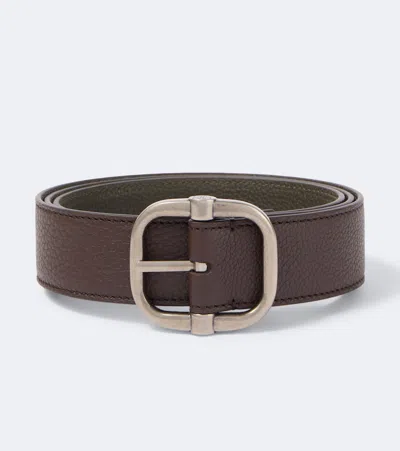Loewe Loop Reversible Leather Belt In Brown