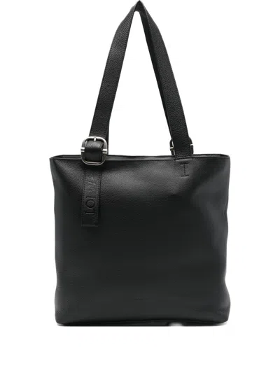 Loewe Loop Zipped Leather Tote In Black
