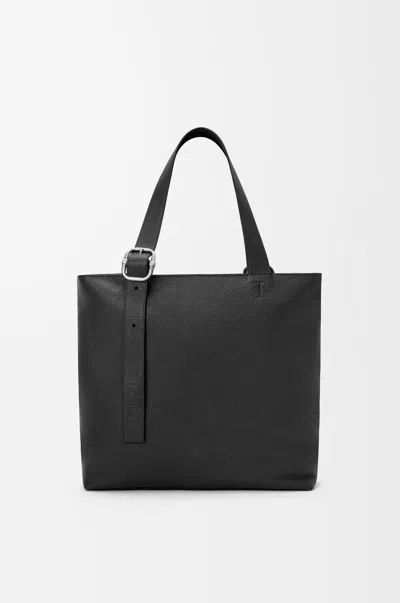 Loewe Loop Zipped Tote In Supple Grained Leather Skin For Man In Black