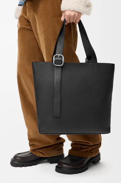 Loewe Loop Zipped Tote In Supple Grained Leather Skin For Man In Black