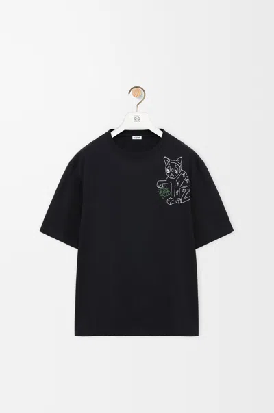 Loewe X Louis Wain Cotton-blend Anagram Cat Loose T-shirt In Black