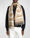 Loewe Love Anagram Wool & Cashmere Scarf In White Beige