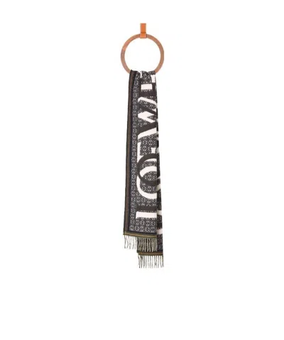 LOEWE LOEWE LOVE JACQUARD FRINGED SCARF
