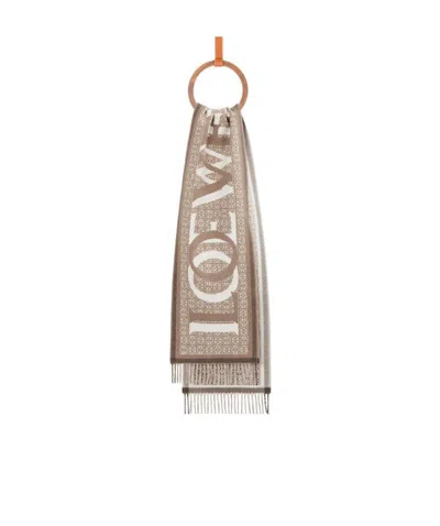 Loewe Love Wool-blend Scarf In Nude
