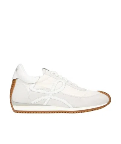 Loewe Flow Logo-appliquéd Shell, Leather And Suede Sneakers In White
