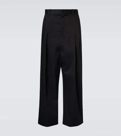 Loewe Low-rise Cotton Wide-leg Pants In Black