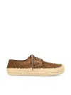 Loewe Rio Lace Up Espadrilles In Suede And Raffia In Brown