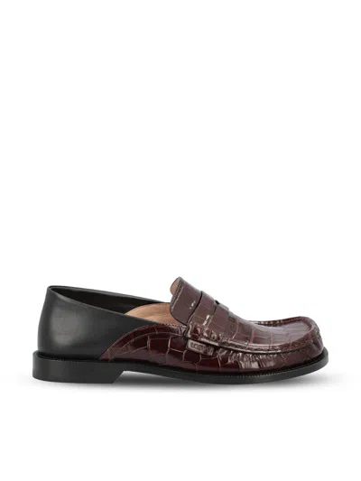 Loewe Campo Crocodile-effect Loafers In Brown