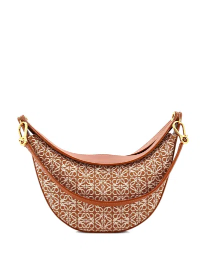 Pre-owned Loewe Luna Anagram Jacquard Hobo Bag In Brown