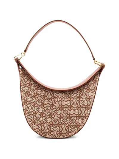 Pre-owned Loewe Luna Anagram Jacquard Hobo Bag In Brown