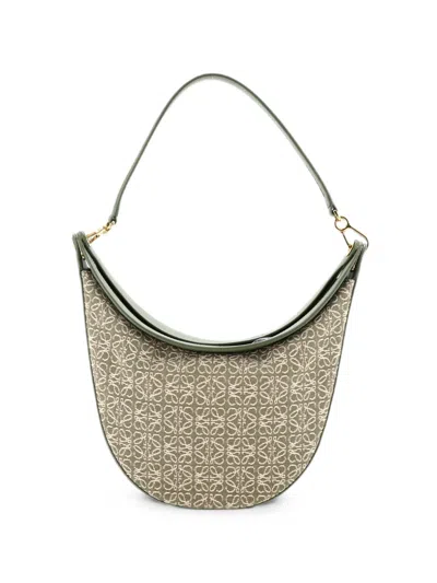 Pre-owned Loewe Luna Hobo Anagram Jacquard Small Shoulder Bag In Green