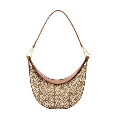 Loewe Small  Luna Bag In Anagram Jacquard And Classic Calfskin In Nude