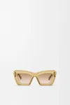 Loewe Womens Transparent Olive Beveled Cat-eye Acetate Sunglasses In Gold