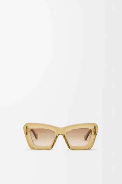 Loewe Womens Transparent Olive Beveled Cat-eye Acetate Sunglasses In Gold