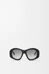Loewe Anagram 51mm Beveled Acetate Pentagon Sunglasses In Black